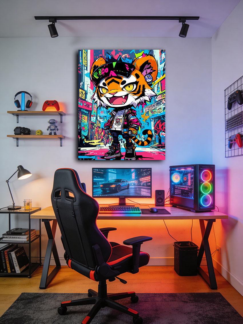 Art Tiger Neon Beasts Wandbild – Detailansicht