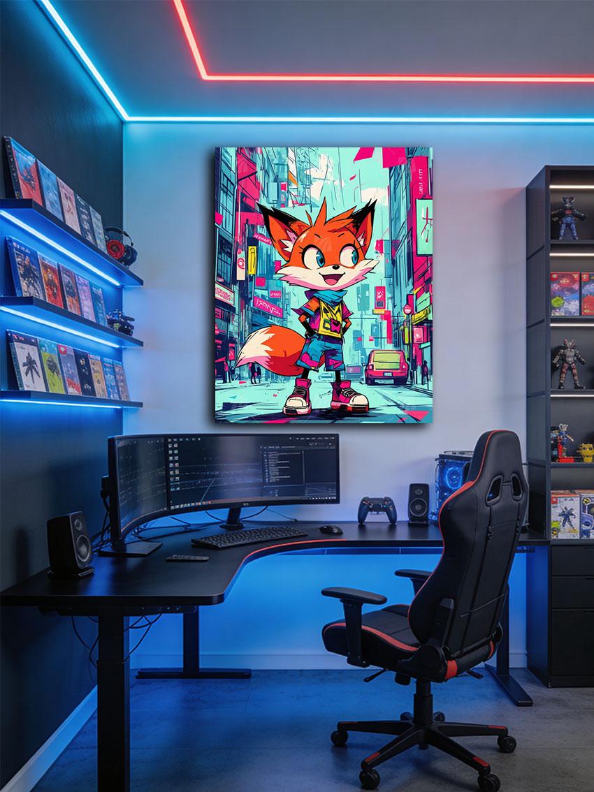 Urban Fox Vibe Pop Art Wandbild – Detailansicht