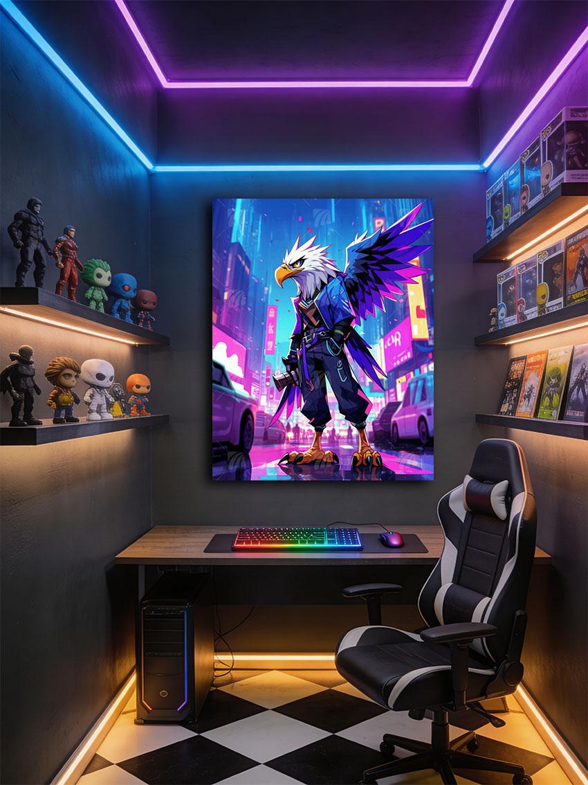 Urban Eagle Neon Beasts Wandbild – Detailansicht