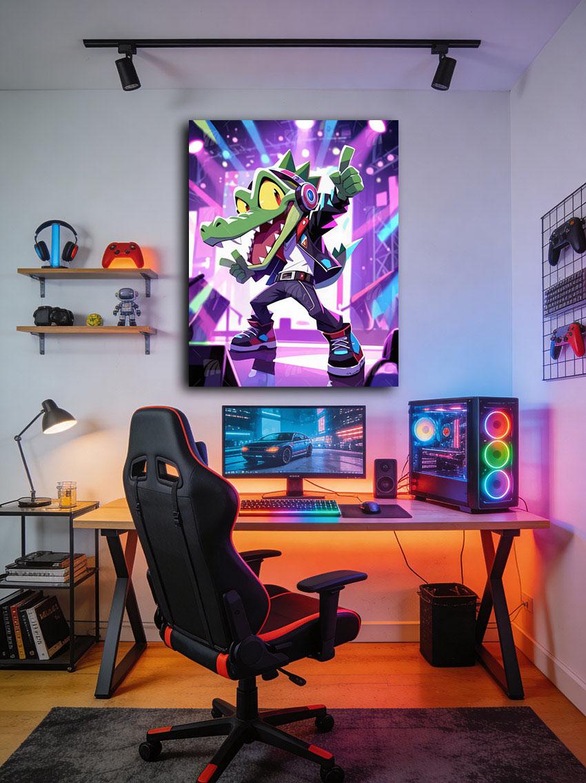 Groovy Gator Neon Beasts Wandbild – Detailansicht