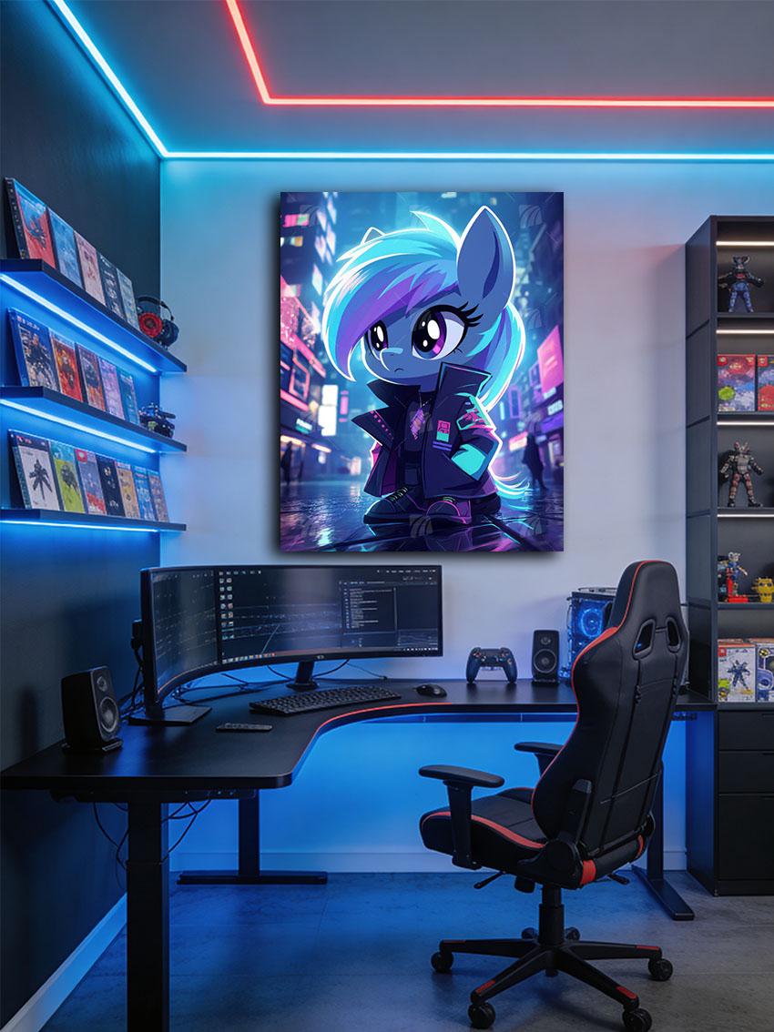 Cyber Pony Neon Beasts Wandbild – Detailansicht