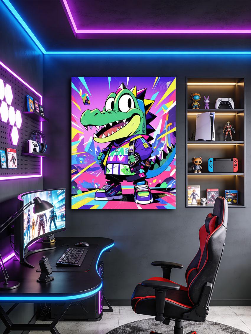 Dino Vibes Pop Art Wandbild – Detailansicht