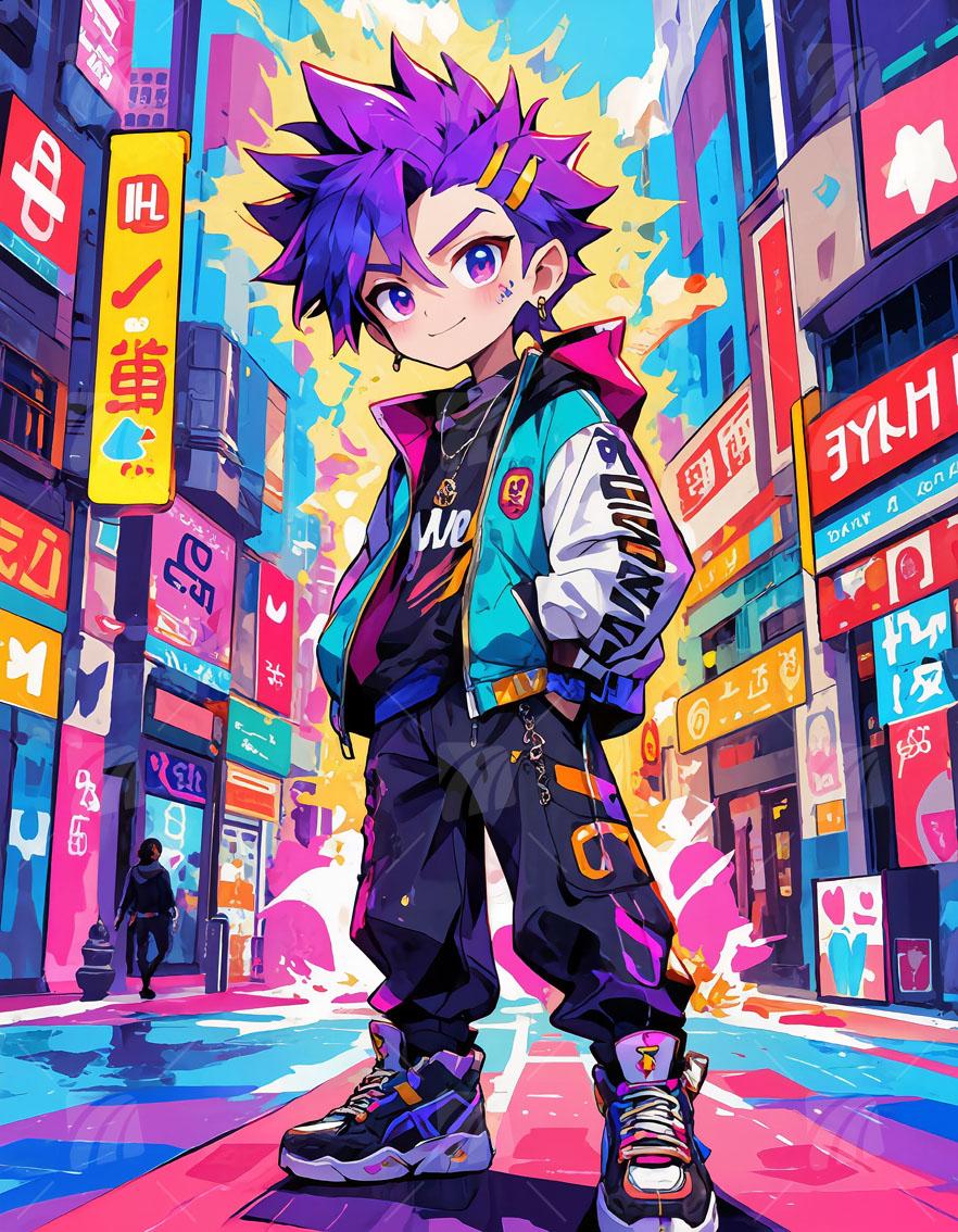 Neon Street Vibes Pop Art Wandbild auf Aluminium Dibond Spanntuch