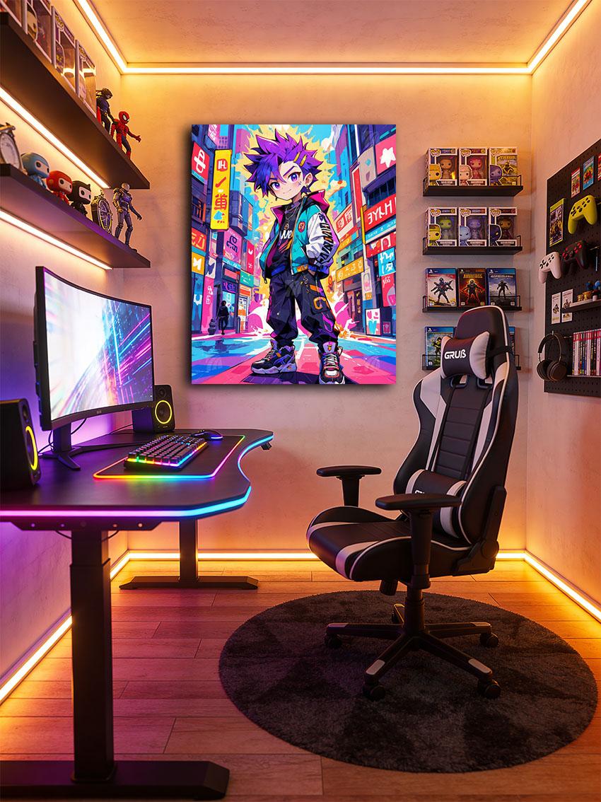 Neon Street Vibes Pop Art Wandbild – Detailansicht