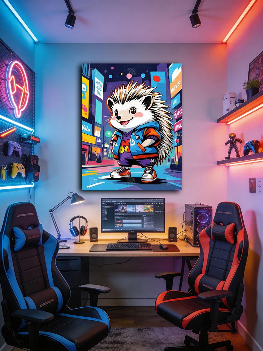 Urban Hedgehog Pop Art Wandbild – Detailansicht