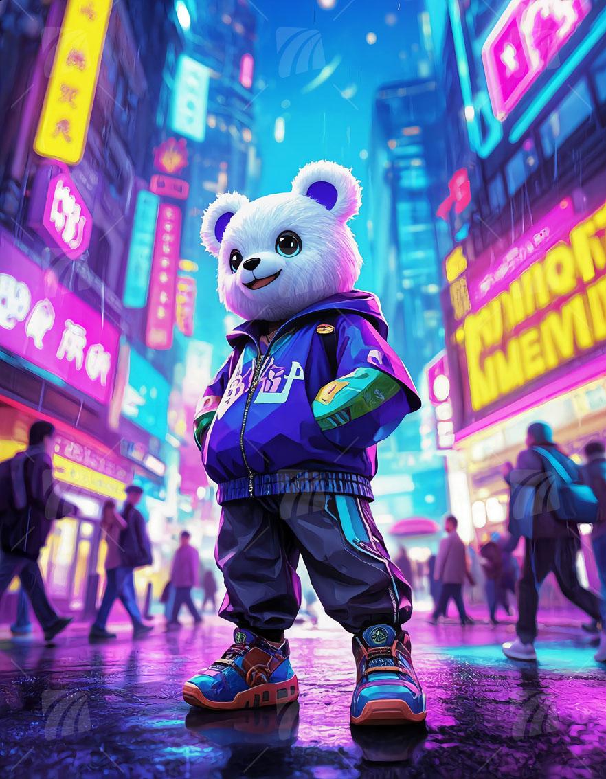 Neon Panda Vibes Neon Beasts Wandbild auf Aluminium Dibond Spanntuch