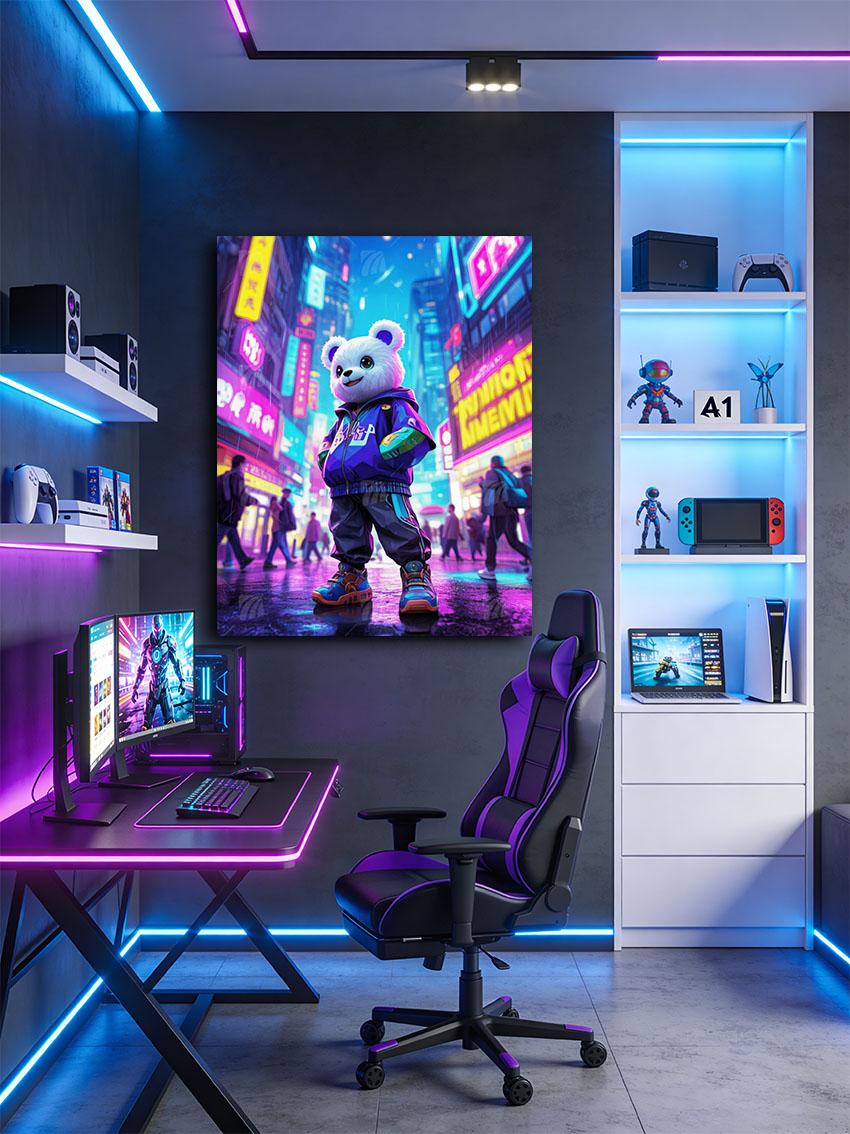 Neon Panda Vibes Neon Beasts Wandbild – Detailansicht