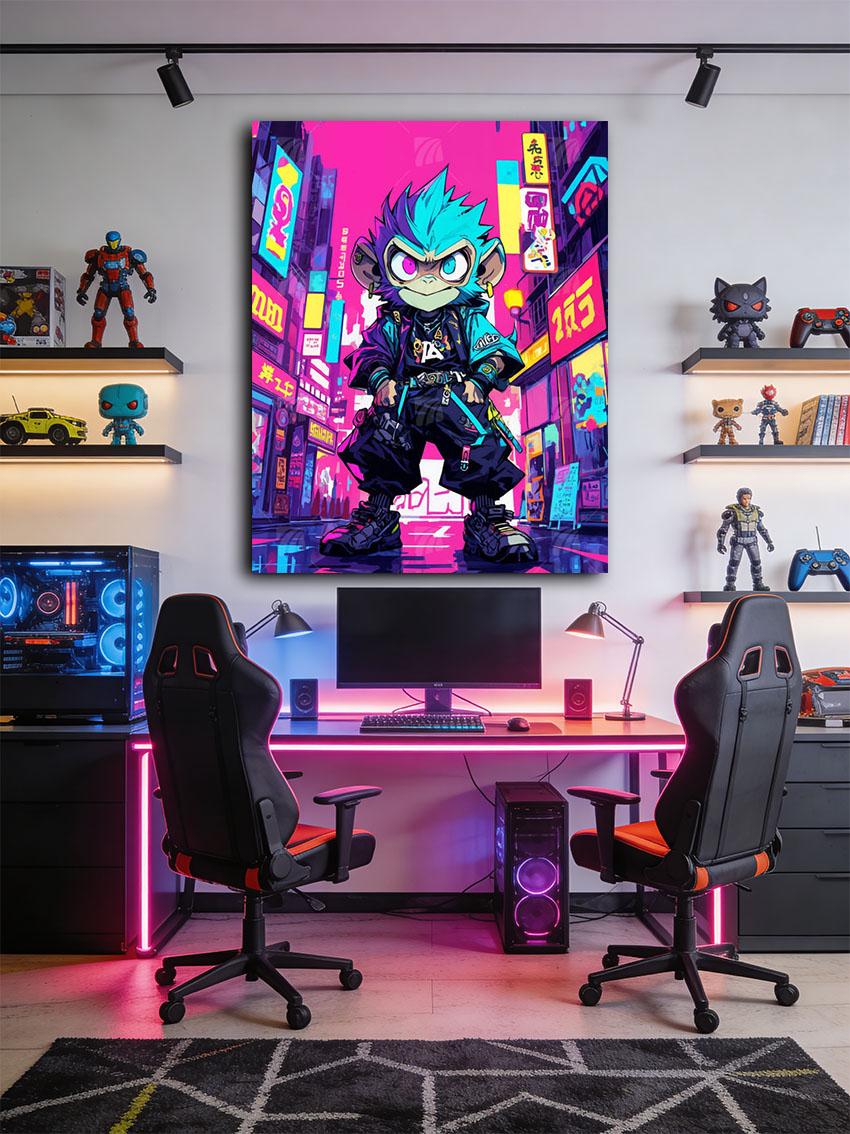 Cyber Ape Vibes Pop Art Wandbild – Detailansicht