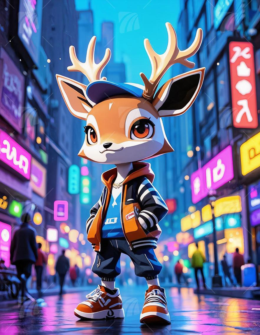 Urban Doe Neon Beasts Wandbild auf Aluminium Dibond Spanntuch