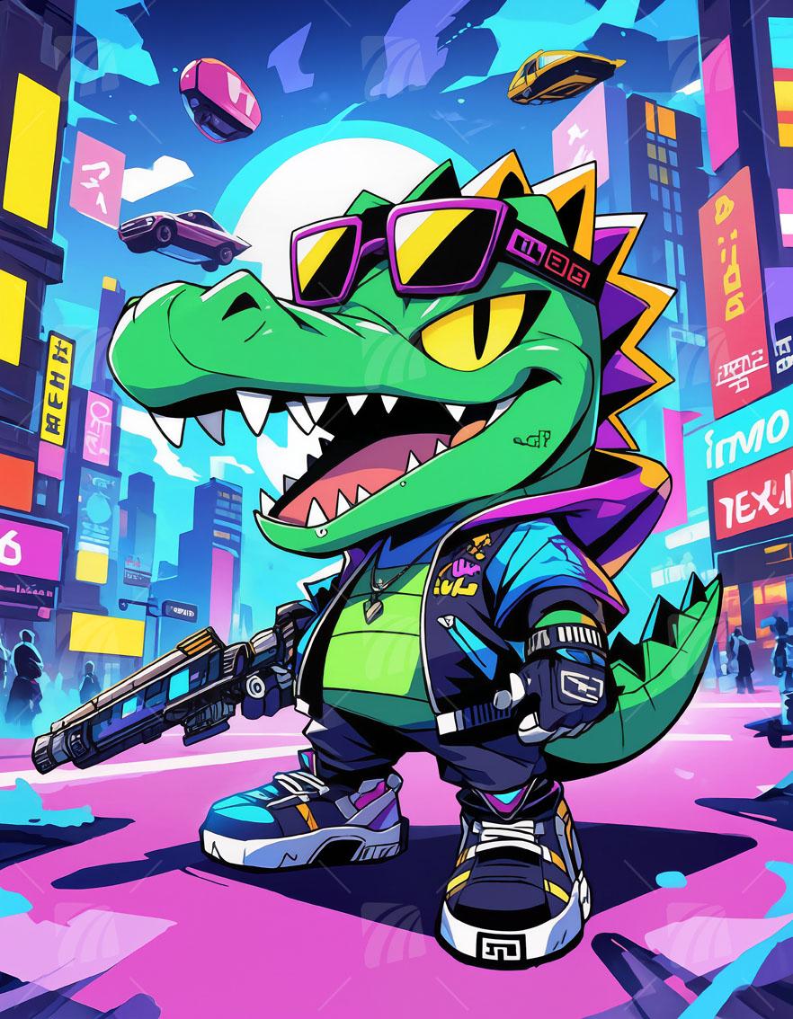 Urban Reptile Pop Art Wandbild auf Aluminium Dibond Spanntuch