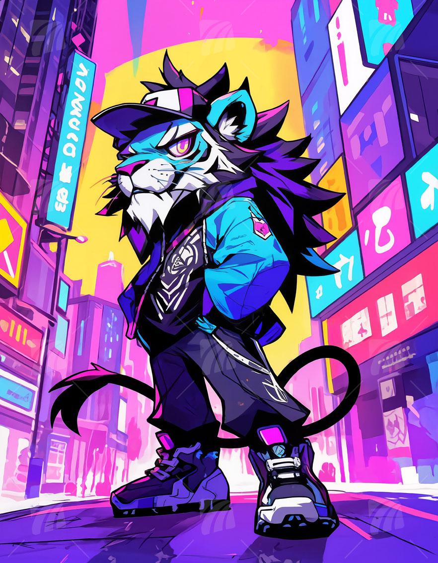 Urban Jungle Pop Art Wandbild auf Aluminium Dibond Spanntuch