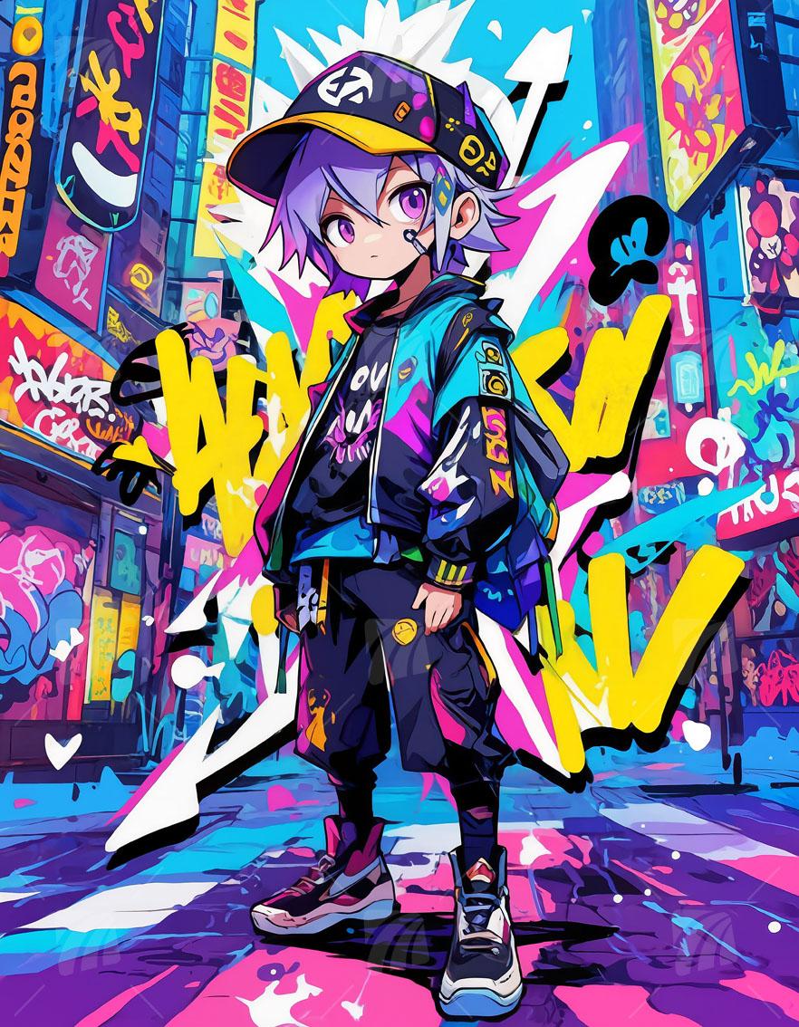 Urban Neon Dream Pop Art Wandbild auf Aluminium Dibond Spanntuch