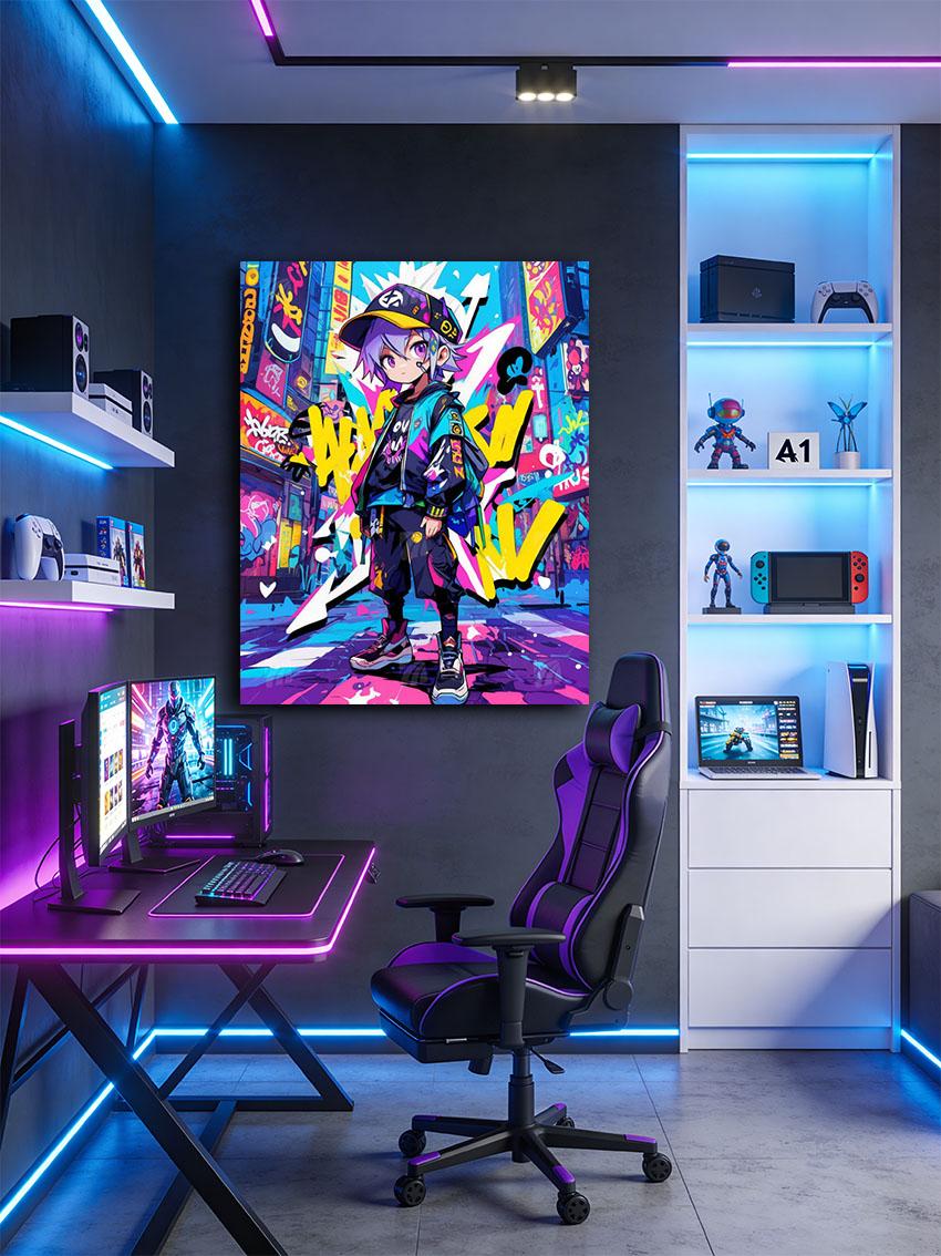 Urban Neon Dream Pop Art Wandbild – Detailansicht