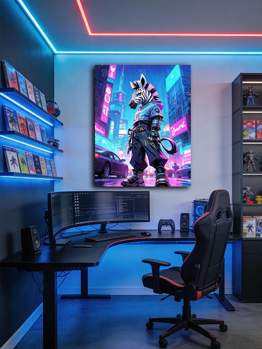 Cyber Safari Neon Beasts Wandbild – Detailansicht