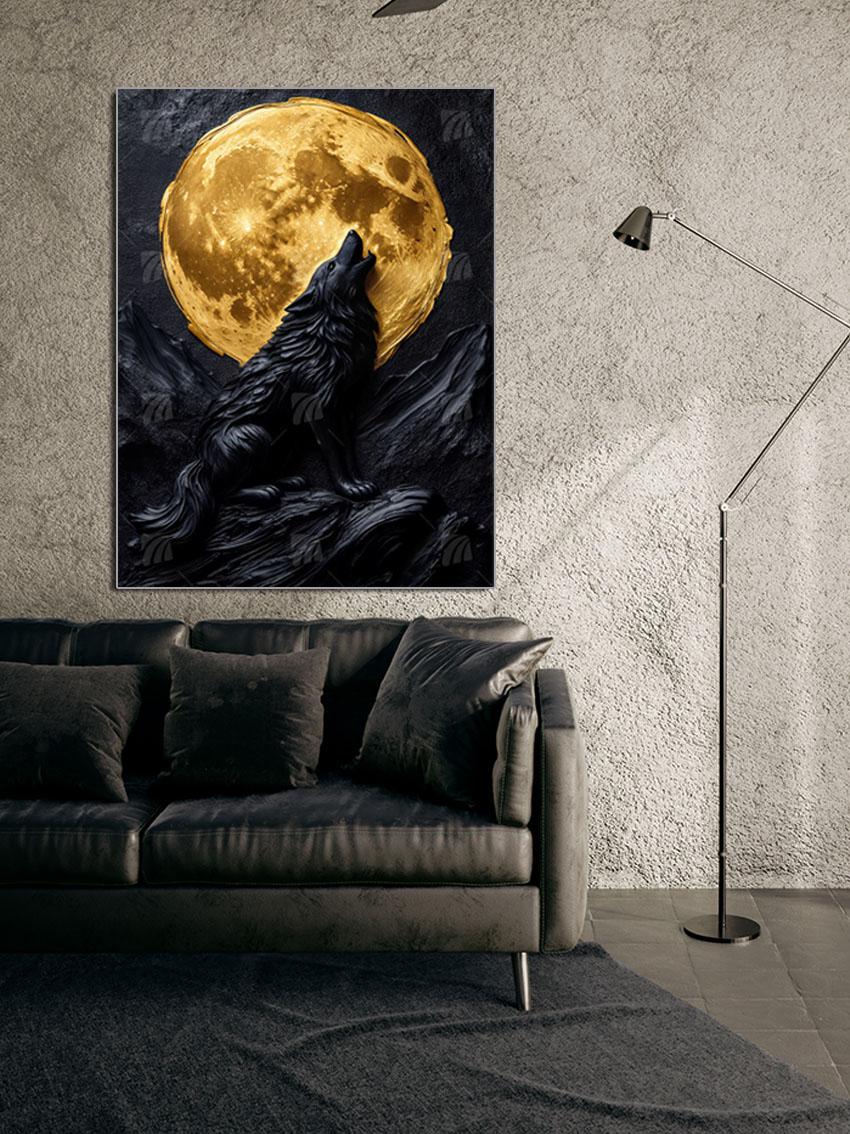 Blood Moon Wolf Tiere Wandbild – Detailansicht
