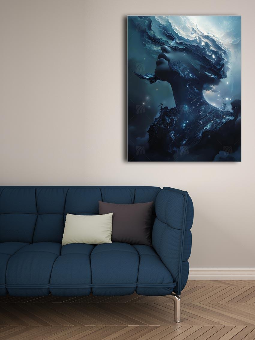 Cosmic Woman Mythisch Wandbild – Detailansicht