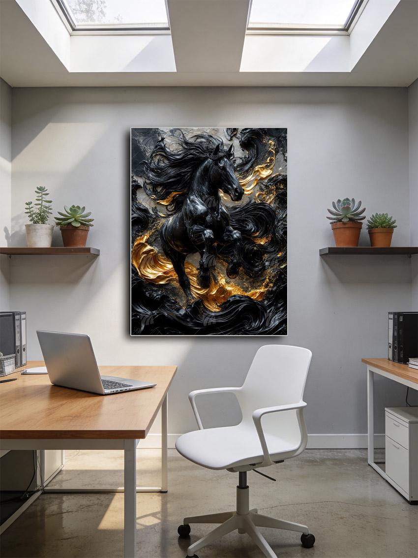 Dark Stallion Tiere Wandbild – Detailansicht