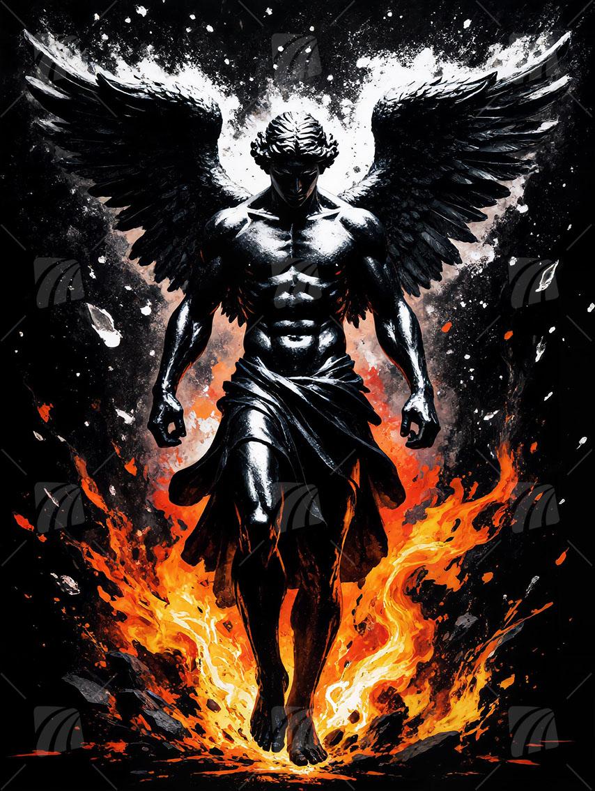 Infernal Angel Mythisch Wandbild auf Aluminium Dibond Spanntuch
