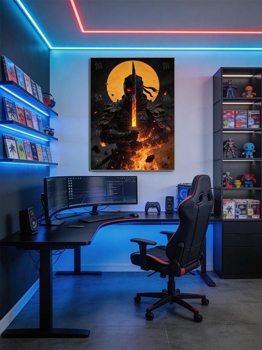 Flame Warrior Krieger Wandbild – Detailansicht