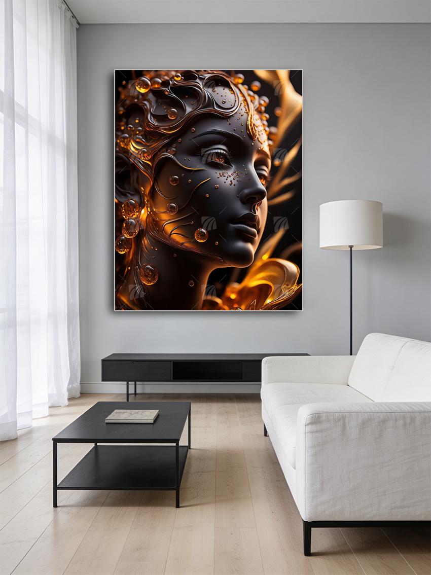 Golden Face Black & Gold Wandbild – Detailansicht