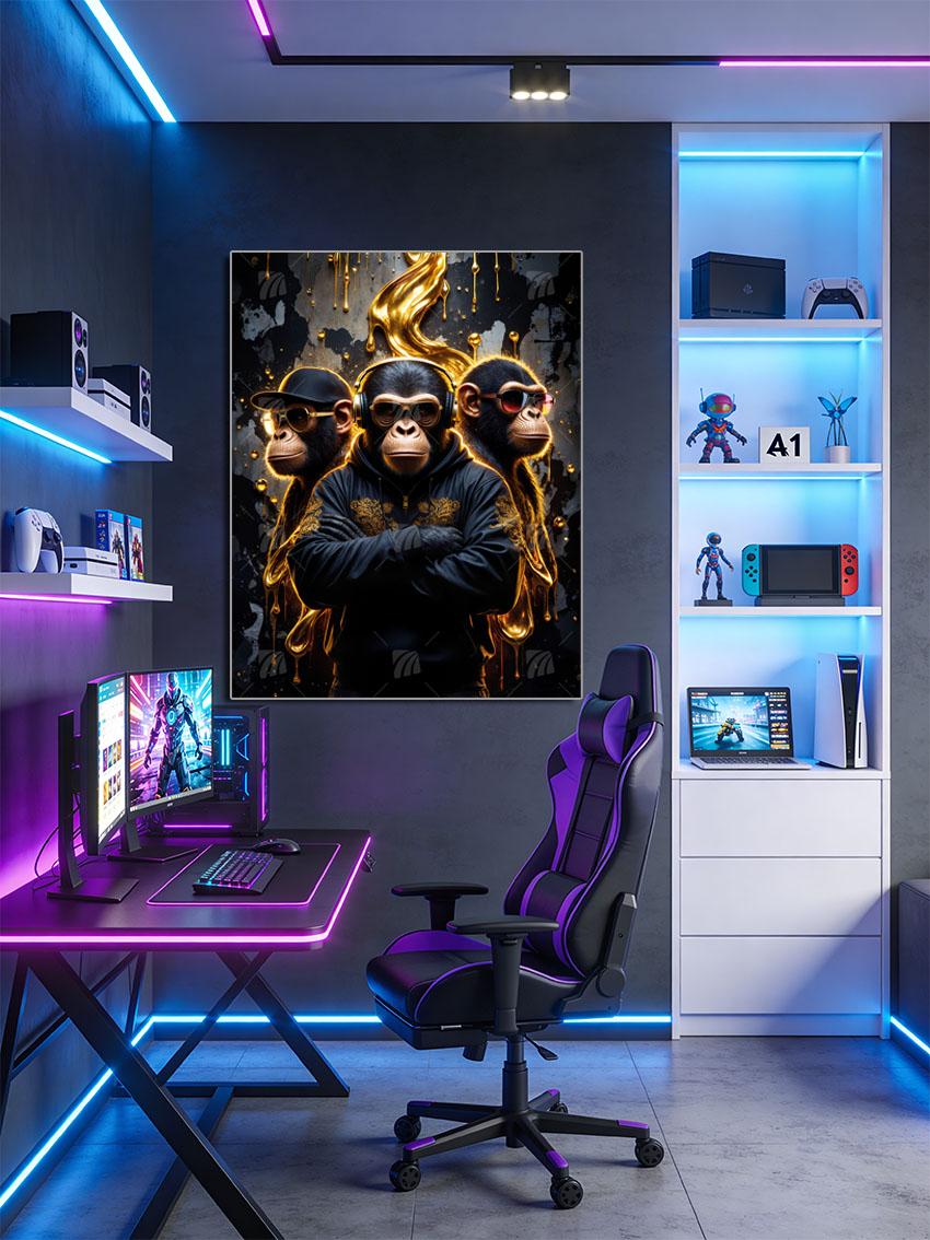 Golden Monkeys Pop Art Wandbild – Detailansicht