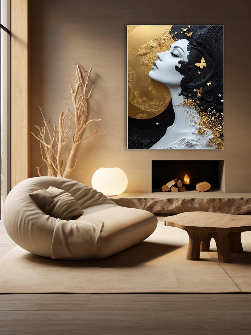 Golden Muse Black & Gold Wandbild – Detailansicht