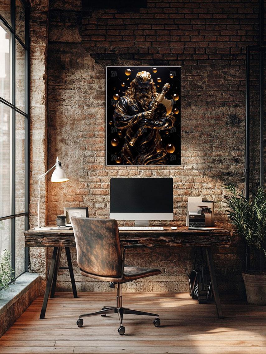 Golden Viking Krieger Wandbild – Detailansicht