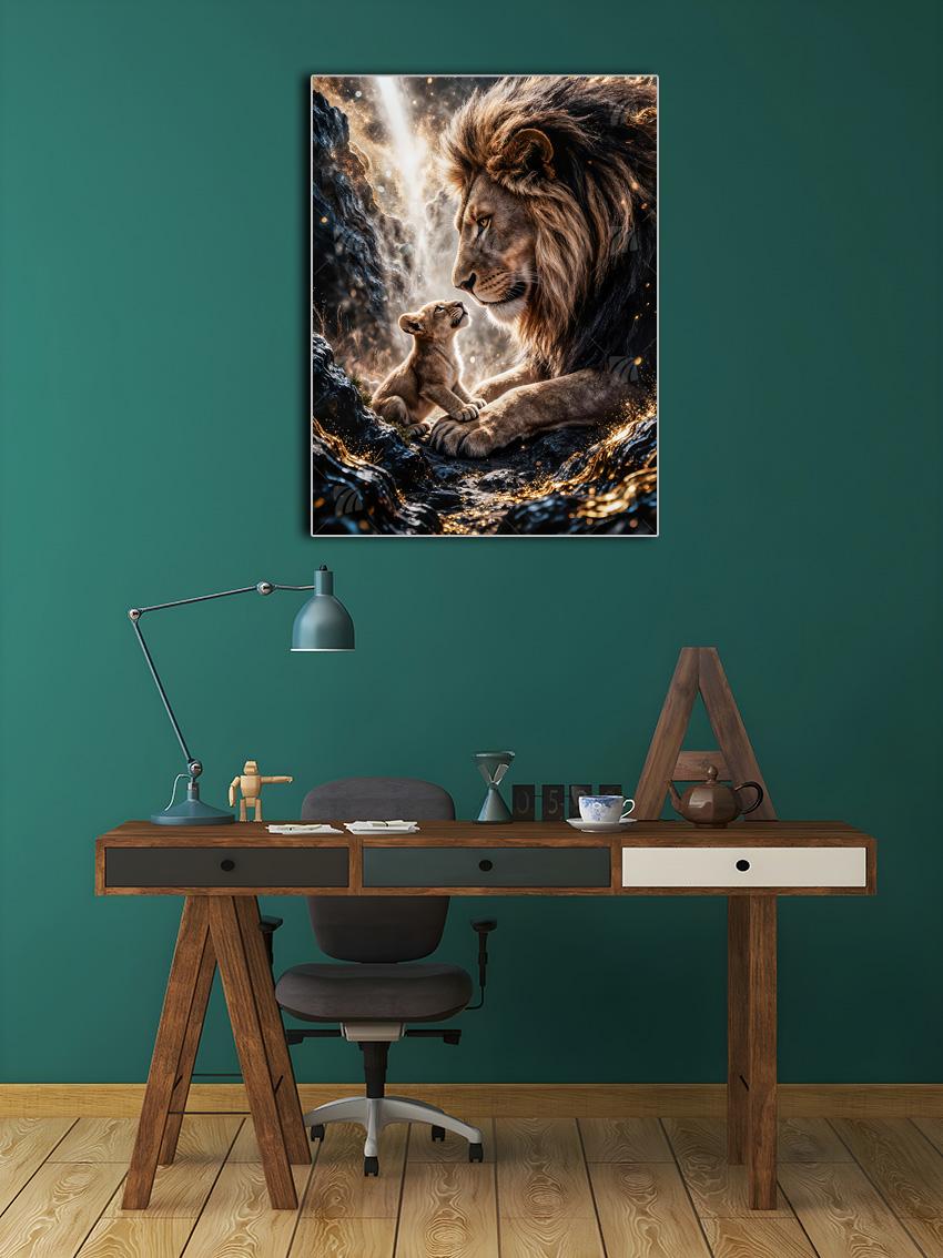 Lion & Cub Tiere Wandbild – Detailansicht