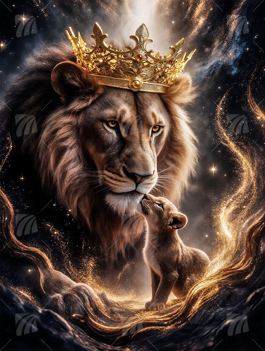 Lion Legacy Tiere Wandbild auf Aluminium Dibond Spanntuch