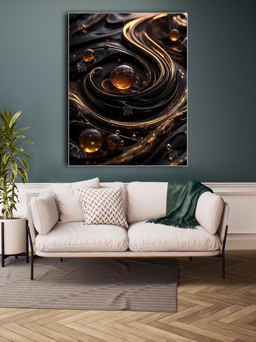 Liquid Gold Black & Gold Wandbild – Detailansicht