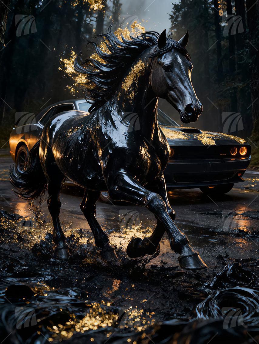 Midnight Rider Fahrzeuge Wandbild auf Aluminium Dibond Spanntuch