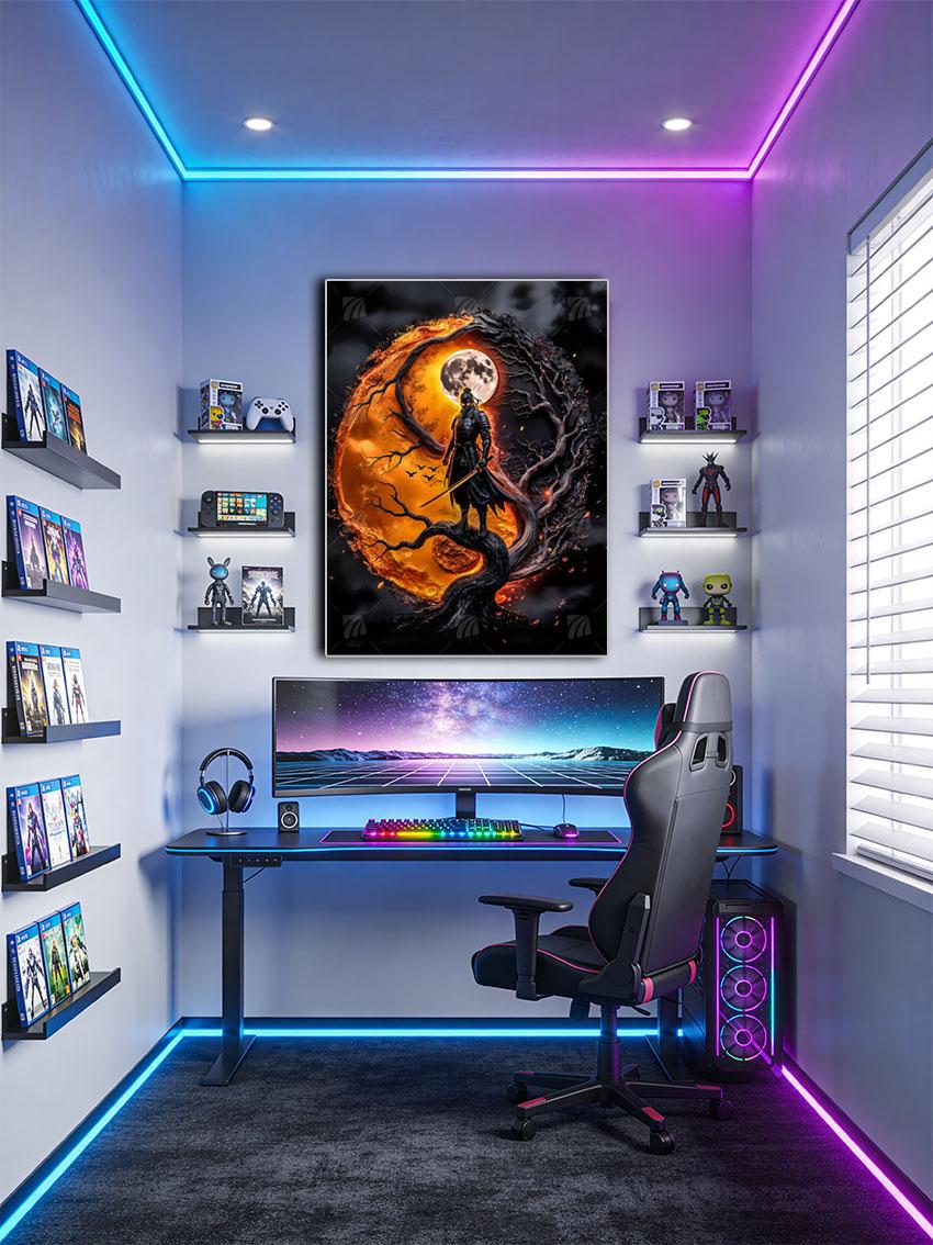 Moon Samurai Krieger Wandbild – Detailansicht