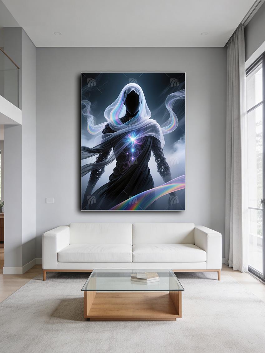 Mystic Veil Black & Gold Wandbild – Detailansicht