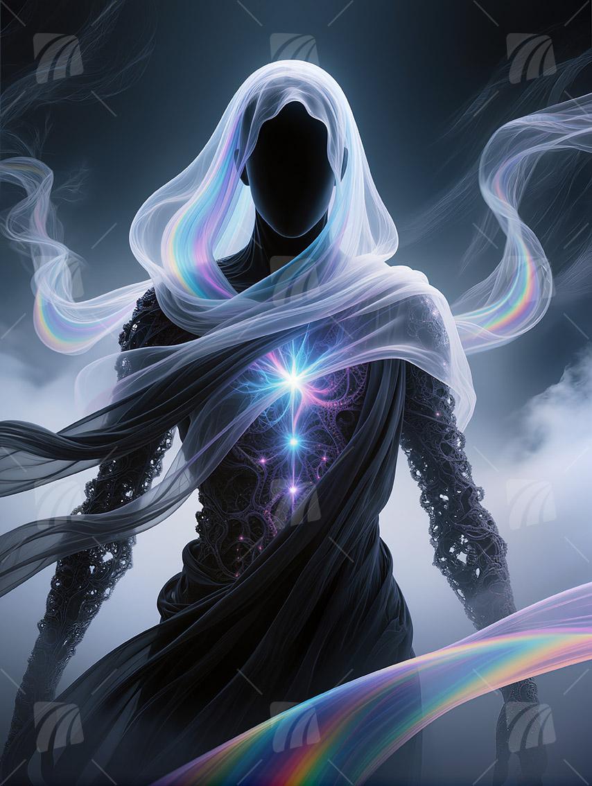 Mystic Veil Black & Gold Wandbild auf Aluminium Dibond Spanntuch