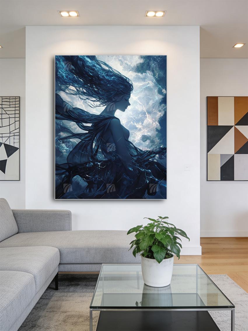 Storm Woman Mythisch Wandbild – Detailansicht
